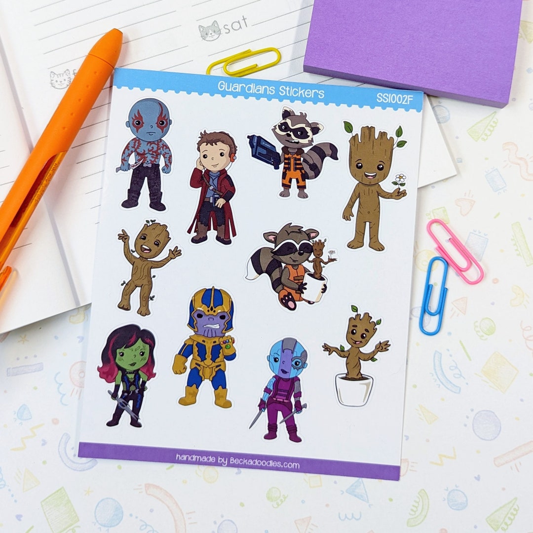 SS1002F Guardians of the Galaxy Sticker Sheet for Planners, Journals