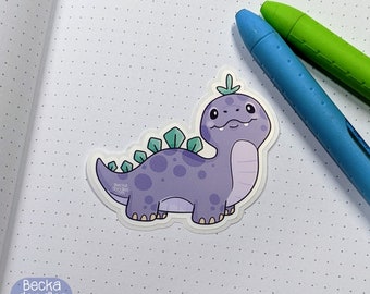 S1017 Chubby Purple Dino Vinyl Sticker, Planner Sticker, Sticker Lovers, Vinyl Sticker, Cute Dinosaur Sticker, Dinosaur Sticker