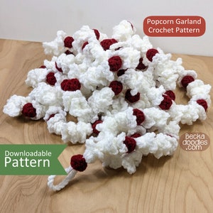 DIY Popcorn Girlande Häkelanleitung PDF Pattern - DIY Yarn Craft Pattern - Schnittmuster - Hand Nähanleitung - Popcorn und Beere Häkelanleitung