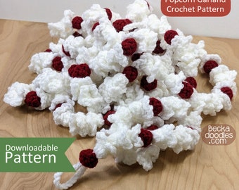 DIY Crochet Popcorn Garland PDF Pattern - DIY Yarn Craft Pattern - Sewing Pattern - Hand Sewing Pattern - Popcorn and Berry Crochet Pattern