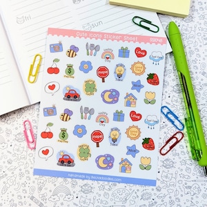 SS1048 Cute icons planner sticker sheets, mini stickers for scrapbook and daily planning, tiny stickers for journaling image 1