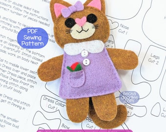 Felt Cat Sewing Pattern: DIY Kitty Dolly (PDF Pattern)