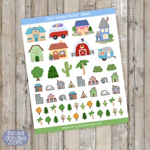 SS1015 Cute Houses Stickers, Planner Sticker Sheets, Mini Stickers, Home Stickers, Address Book Stickers, Places to live Stickers