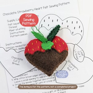 Felt Chocolate Covered Heart Berry Ornament Sewing Pattern (PDF)