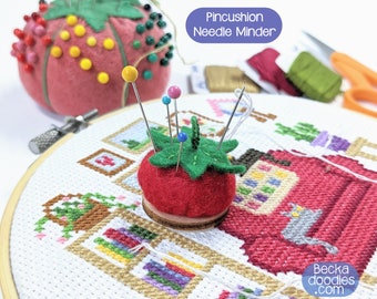 Tiny Tomato Pincushion Magnetic Needle Minders - for Cross Stitch - Embroidery - Hand Sewing