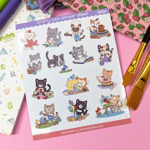 SS1050 Foglio di adesivi Crafty Cats, ottimo per planner, calendari e scrapbooking. Attaccali al tuo quaderno di progetto per un tocco di tenerezza in più