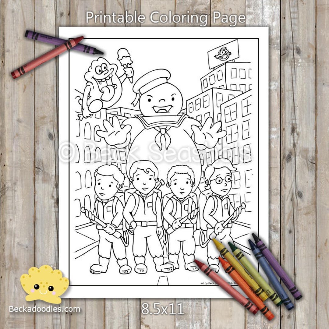 PRINTABLE Ghostbusters Cartoon Coloring Page, Hand-drawn Coloring Sheet, Hero Coloring Page
