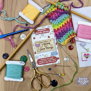 I Drink and I Sew Things Naald: houten magnetisch borduuraccessoire