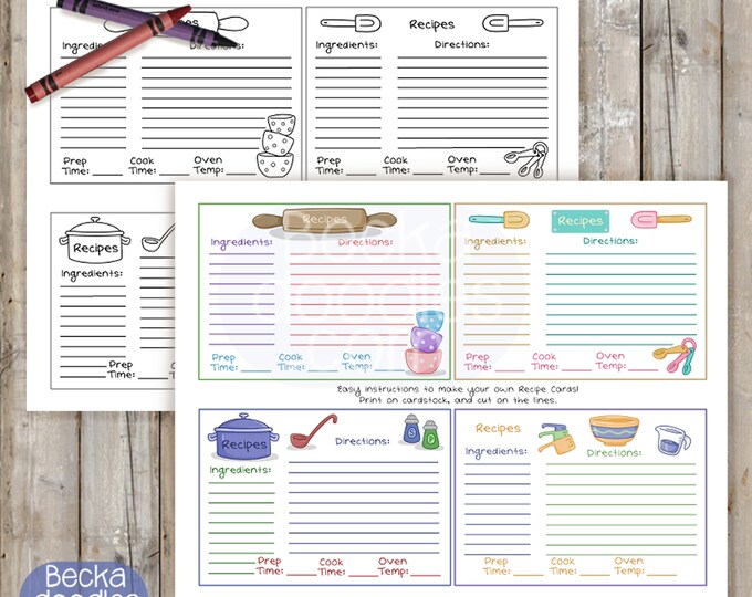 PRINTABLE Recipe Cards, Download and Print Recipe Card, Bridal Shower ...