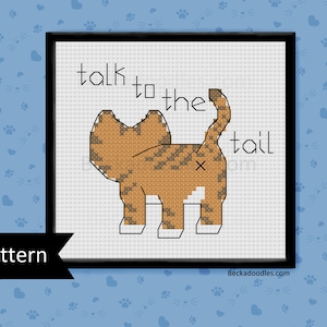 Talk to the Tail Cat Cross Stitch Pattern (PDF Download)