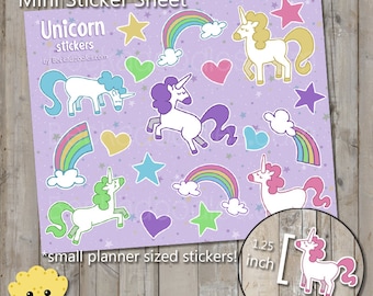 SS1037 Unicorns and Rainbows mini Stickers - Planner Sticker Sheets