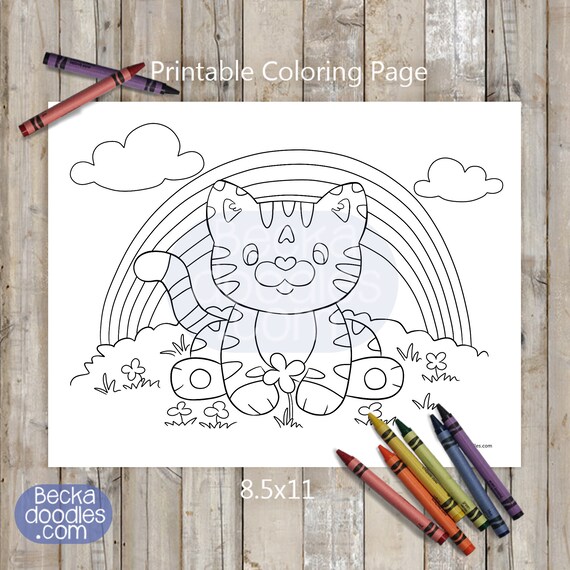 Rainbow Kitty Coloring Page: Mrs. Leo Printable Sheet (Digital Download)