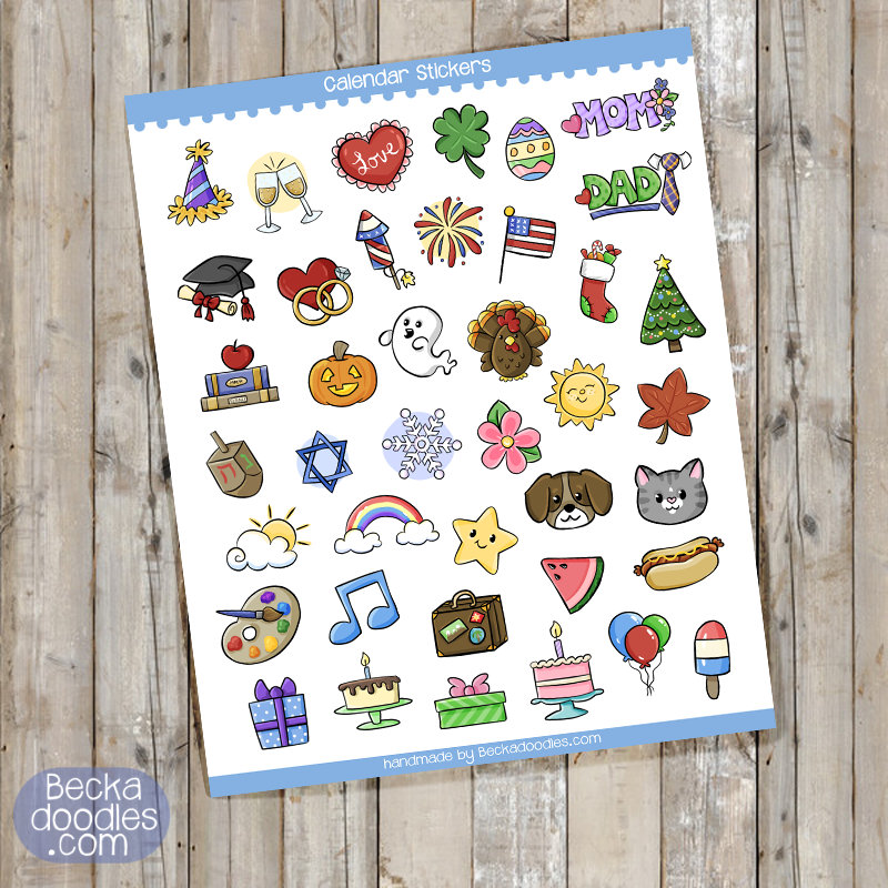 Calendar Holiday Stickers Planner Sticker Sheets Etsy