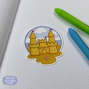 S1065 Sandcastle Vinyl Sticker, Planner Sticker, Sticker Lovers, Vinyl Sticker, Summer Sticker, Beach Sticker, Vacation Sticker