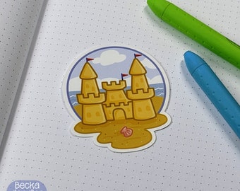 S1065 Sandcastle Vinyl Sticker, Planner Sticker, Sticker Lovers, Vinyl Sticker, Summer Sticker, Beach Sticker, Vacation Sticker