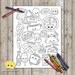 PRINTABLE Junk Food Coloring Page, Digital Download, Hand-Drawn Coloring Sheet, Food Coloring Page, Kids Coloring Page, Adult Coloring
