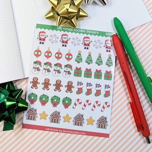 SS1008 Christmas Doodle Stickers - Holiday Stickers - Planner Sticker Sheets
