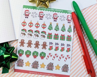 SS1008 Christmas Doodle Stickers - Holiday Stickers - Planner Sticker Sheets