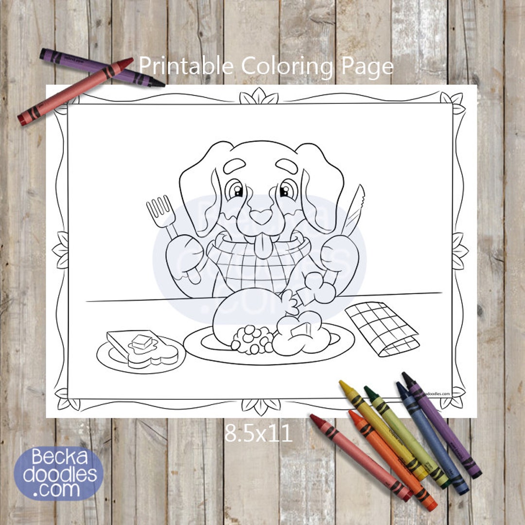 PRINTABLE Hungry Pup Coloring Page, Digital Download, Hand-drawn ...
