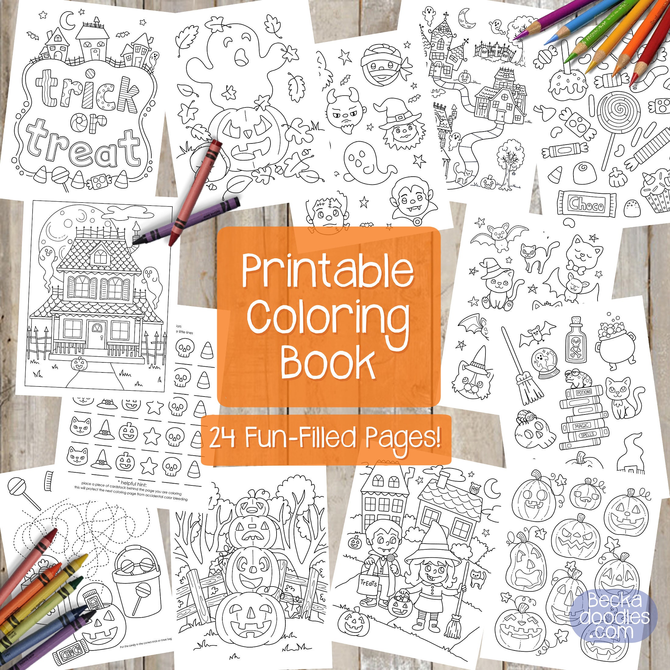PRINTABLE Spooky Cute Halloween Coloring Book Print and Color - Etsy