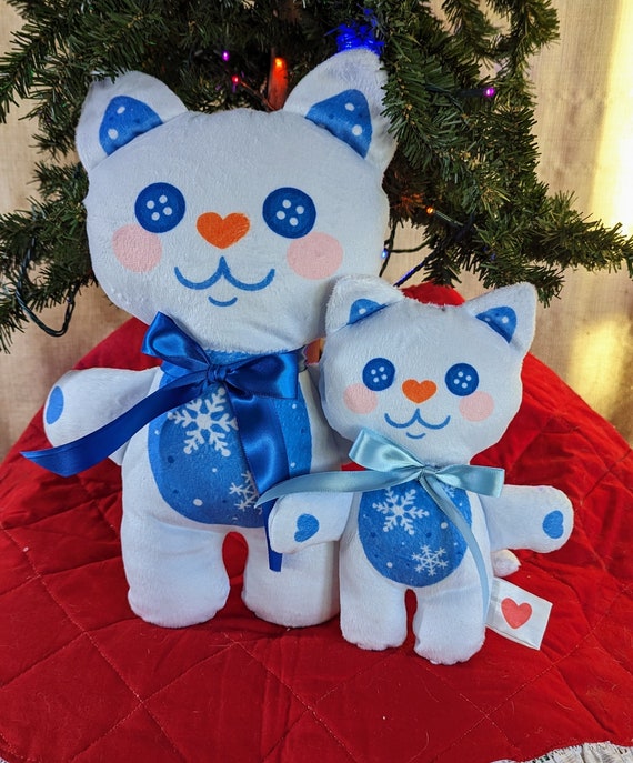 Frosty Christmas Cat Plushie Handmade Minky Fabric Super Soft Cuddly Stuffed Cat Toy Holiday Decoration Stocking Stuffer Vintage Vibe Etsy