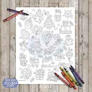 PRINTABLE Christmas Doodles Countdown  Coloring Page - Digital Download