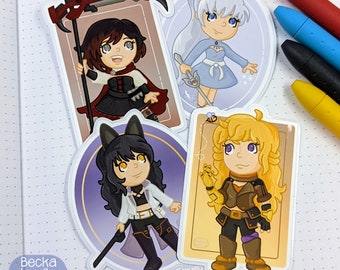 S1086 Team RWBY Vinyl Stickers, Ruby Sticker, Wiess Sticker, Blake Sticker, Yang Sticker, Anime Stickers