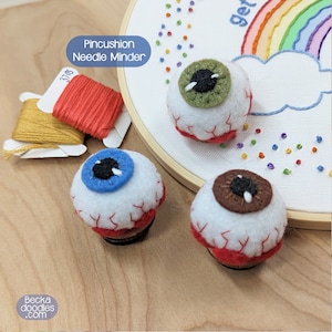 Eyeball Pincushion Magnetic Needle Minders - for Cross Stitch - Embroidery - Hand Sewing