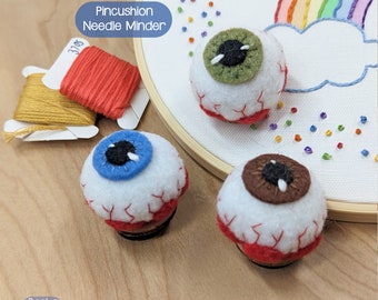 Eyeball Pincushion Magnetic Needle Minders - for Cross Stitch - Embroidery - Hand Sewing