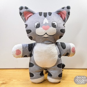 Handmade Grey Tiger Cat Plushie: Soft Minky Stuffed Animal