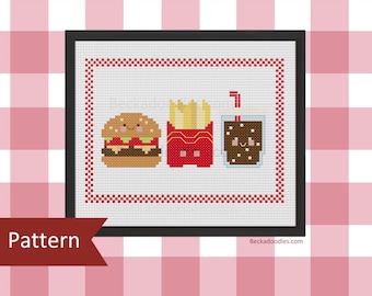 PDF Pattern Happy Meal Cross Stitch Pattern - PDF Instant Download - Sewing Pattern