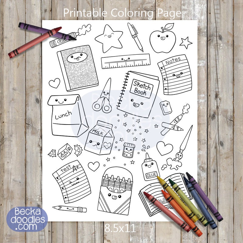 CUTE SCHOOL SUPPLIES DIY Coloring Book for Kids 