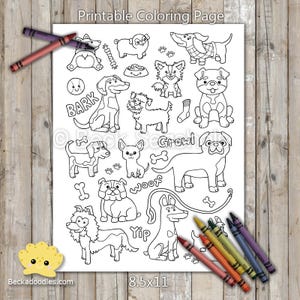 Playful Pups Coloring Page: Hand-Drawn Dog Breeds (Digital Download)