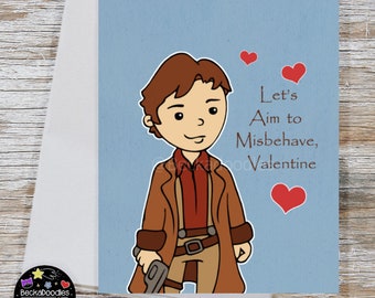 Mal Reynolds Valentines Day Note Card - Firefly Cartoon Greeting Card