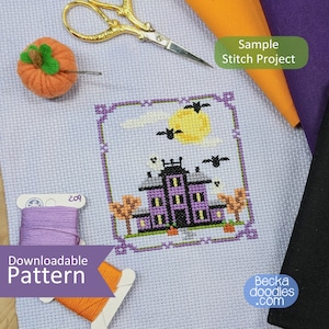 Mini Haunted Mansion Cross Stitch Pattern: Spooky Halloween Craft (PDF Pattern)