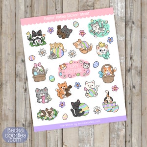 SS1023 Easter Kitties Sticker Sheet, Planner Stickers, Calendar Stickers, Cat Stickers, Easter Stickers, Cute Cats, Holiday Stickers