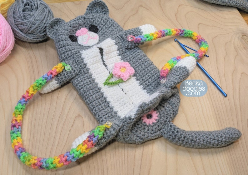 DIY Crochet Cat Yarn Bag PDF Pattern DIY Yarn Craft Pattern Sewing Pattern Hand Sewing Pattern Cat Lovers Crochet Pattern image 4