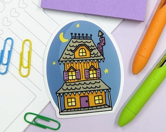 S1110 Creepy Cute Haunted House Vinyl Sticker, Halloween Stickers, Sticker Lovers, Vinyl Stickers for laptops, water bottles, planners