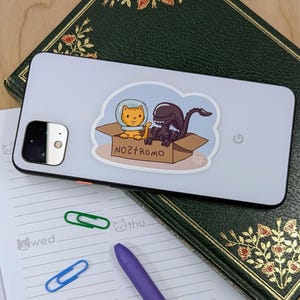 Jonesy and Alien Vinyl Sticker: Cat Lover Gift, 3 inch Decal
