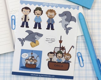 SS1003F Jaws Movie Characters Mini Sticker Sheet