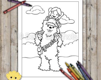 Página para colorear printable de Princess y Chewie, descarga digital, hoja para colorear dibujada a mano, colorear besties, colorear para niños, colorear para adultos