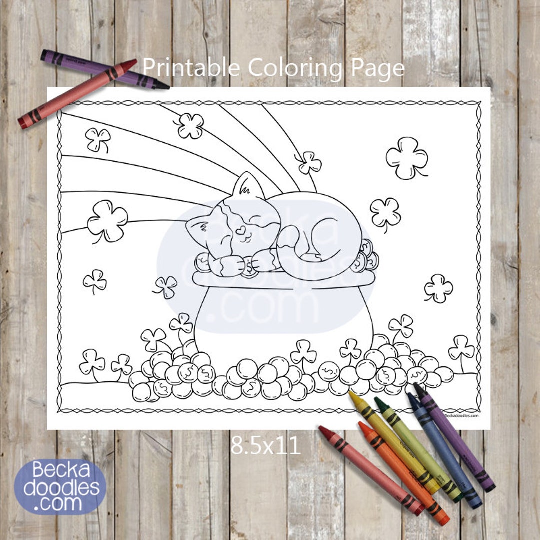 PRINTABLE Lucky Cat Coloring Page, Hand-drawn Coloring Sheet, St ...