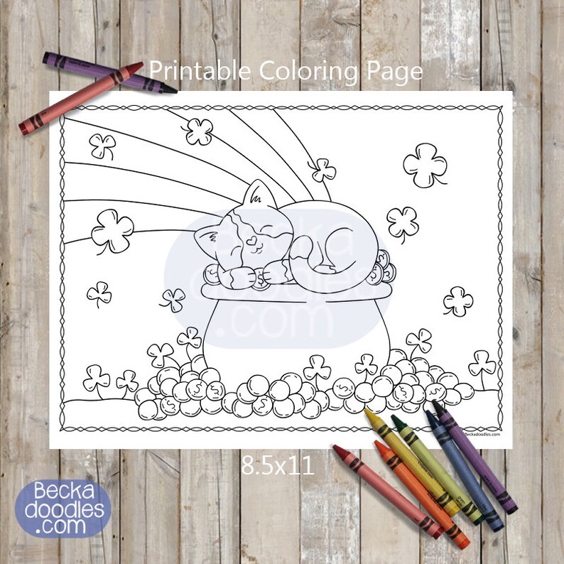 PRINTABLE Lucky Cat Coloring Page Handdrawn Coloring Sheet Etsy