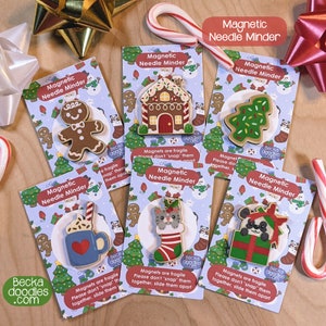 Christmas Wooden Magnetic Needle Minder: Cross Stitch Embroidery