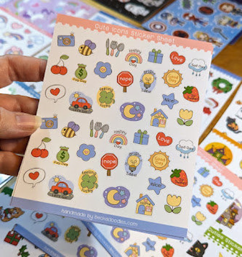 SS1048 Cute icons planner sticker sheets, mini stickers for scrapbook and daily planning, tiny stickers for journaling image 4