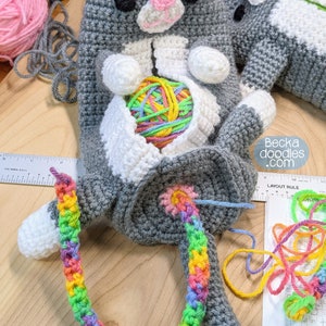 DIY Crochet Cat Yarn Bag Patrón PDF DIY Yarn Craft Pattern Patrón de costura Patrón de costura a mano Patrón de ganchillo para amantes de los gatos imagen 5