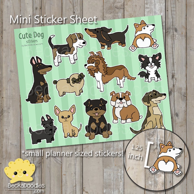 SS1043 Cute Dogs mini Stickers Planner Sticker Sheets image 1