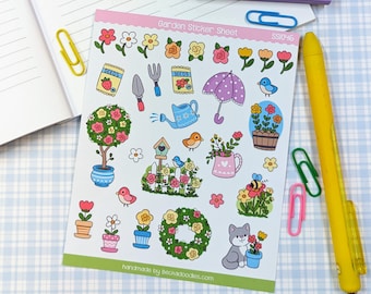 Spring Garden Sticker Sheet, Planner Stickers, Calendar Stickers, Flower Stickers, Spring Floral Stickers, Cute Flowers, Seasonal Stickers