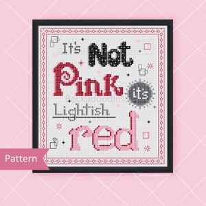 PDF Schnittmuster Nicht Rosa Hell Rot Kreuzstich Muster, PDF Sofort Download, Schnittmuster, Rot vs Blau Kreuzstich