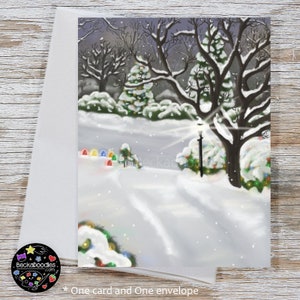 Snowy Night Christmas Card: Watercolor Holiday Greeting